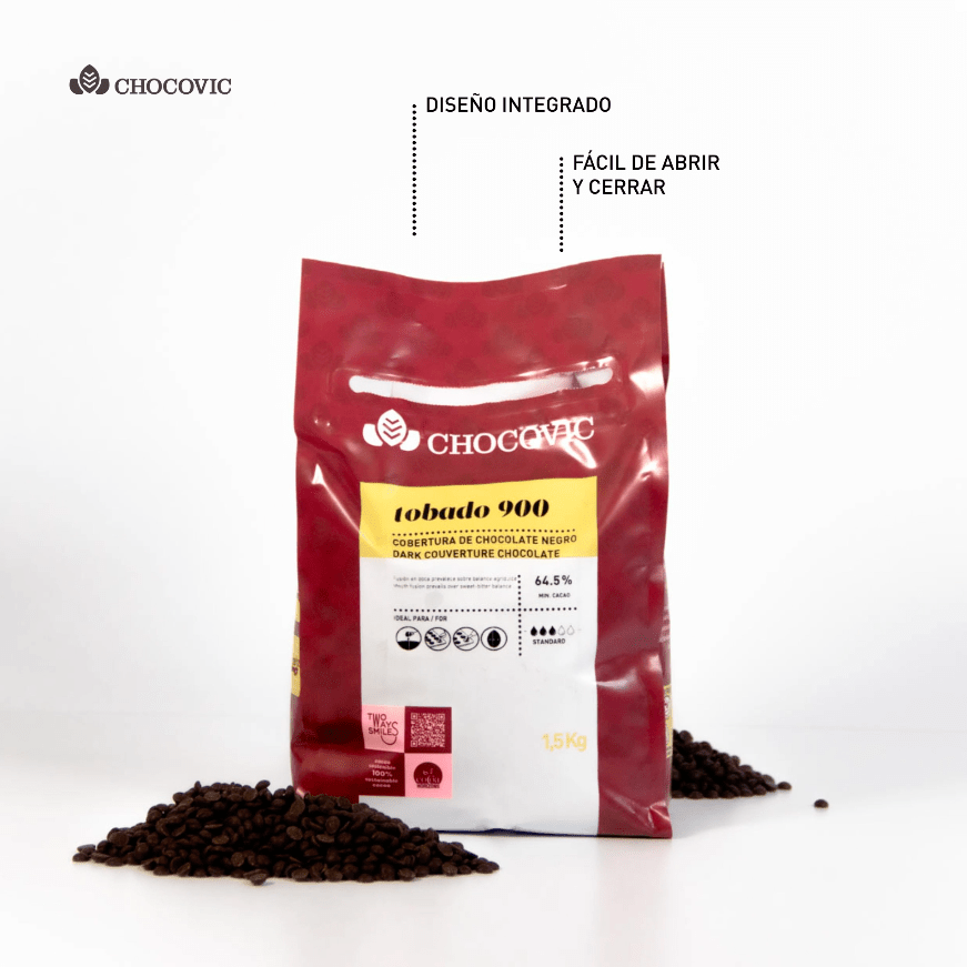 Nuevo envase autocierre coberturas de chocolate para pastelería y panadería